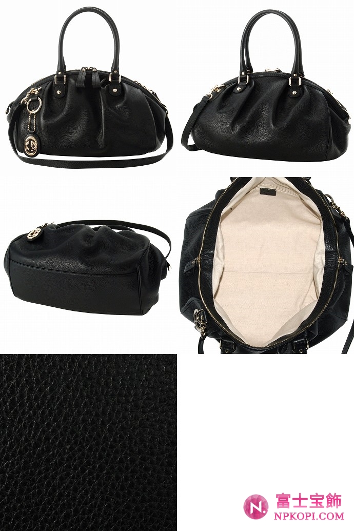 GUCCI/グッチ 2012年春夏SUKEYインターロッキングGチャーム付きミディアムボストンバッグ 223974 A7M0G 1000 